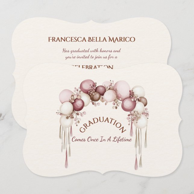 Invitación Graduation Daughter Balloons Invitation (Anverso / Reverso)