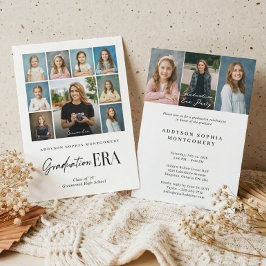 Invitación Graduation Era Then & Now Grad Photo Collage Party