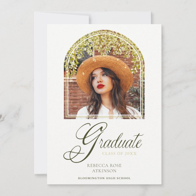 Invitación Graduation Fancy Arch Effect Wisteria Flowers  (Anverso)