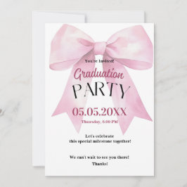 Invitación Graduation Invitation • Pink Bow Party 