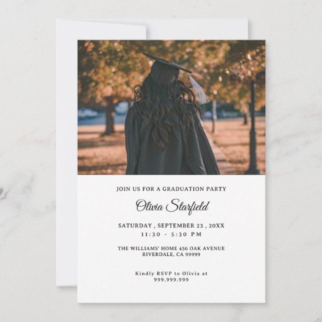 Invitación Graduation Modern Elegant Custom Photo celebration (Anverso)