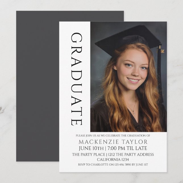 Invitación Graduation Modern Photo Template Personalized (Anverso / Reverso)