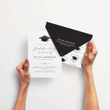 Graduation modern simple elegant black white party