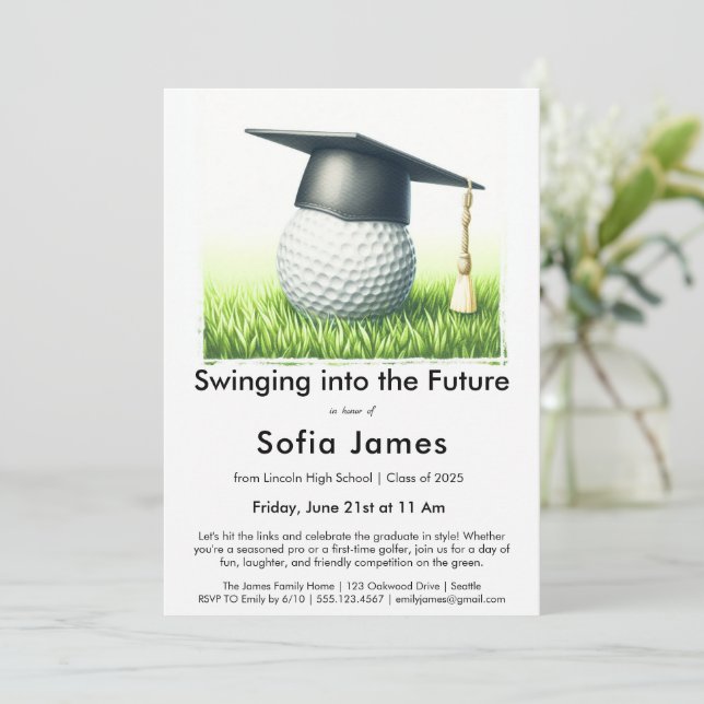 Invitación Graduation Party |  A Golf-Themed Graduation (Anverso de pie)
