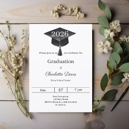 Invitación Graduation party black white class of 2026