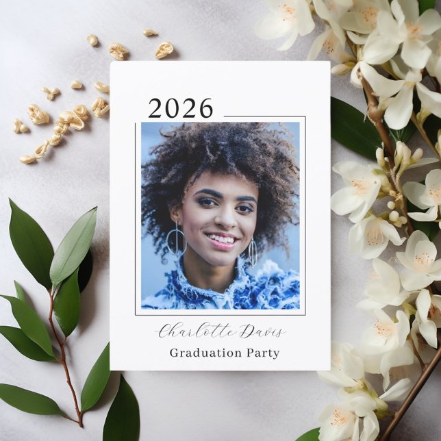 Invitación Graduation party black white photo class of 2026 (Subido por el creador)