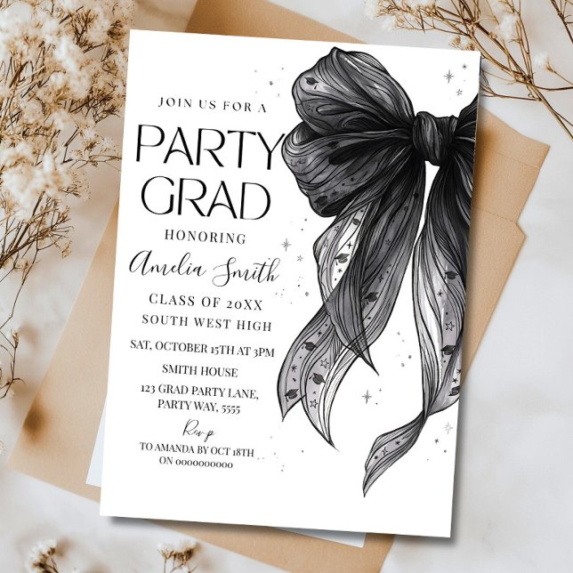Invitación Graduation Party Invitation Black Bow Graduation A (Subido por el creador)