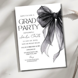Invitación Graduation Party Invitation Black Bow Graduation A