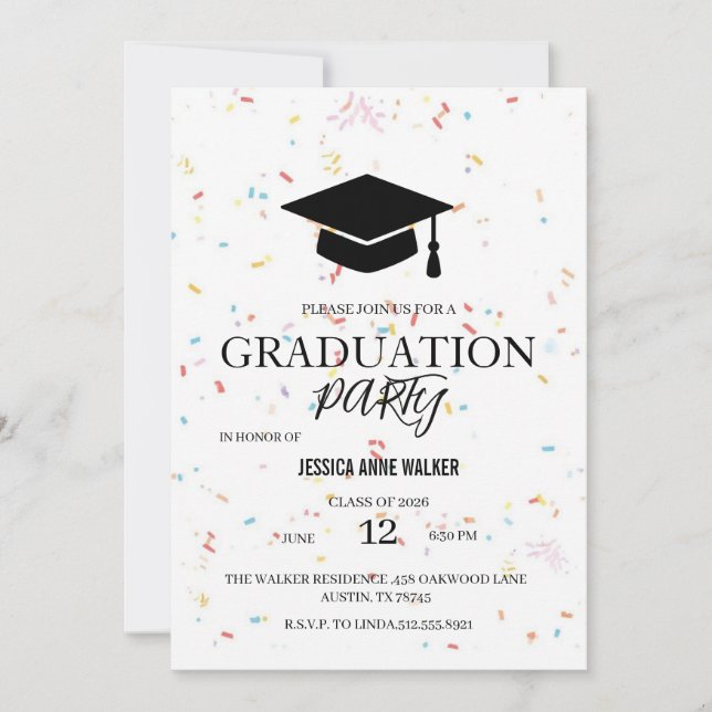 Invitación Graduation Party Invitation Elegant Gold Editable  (Anverso)