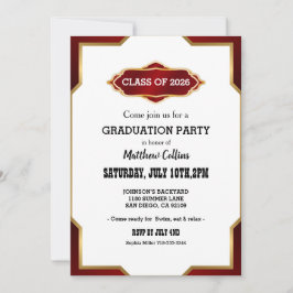 Invitación Graduation Party Invitation Red Retro Inspired 