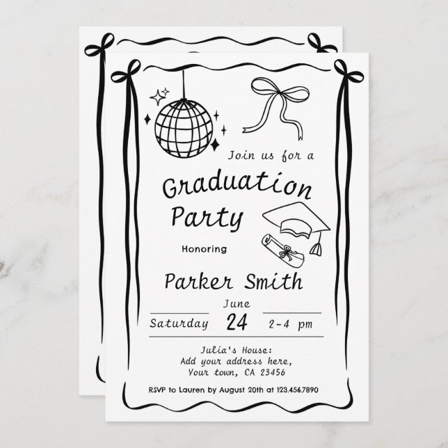 Invitación Graduation Party Modern (Anverso / Reverso)