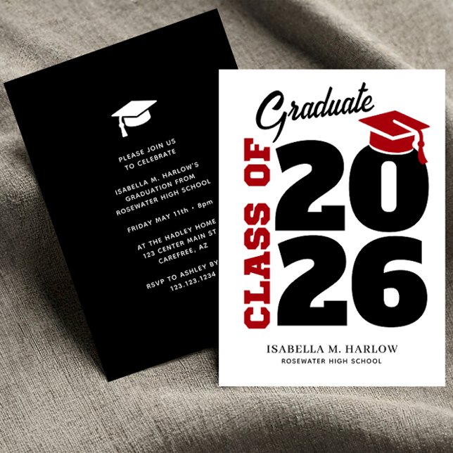 Invitación Graduation Party Red Black (Subido por el creador)