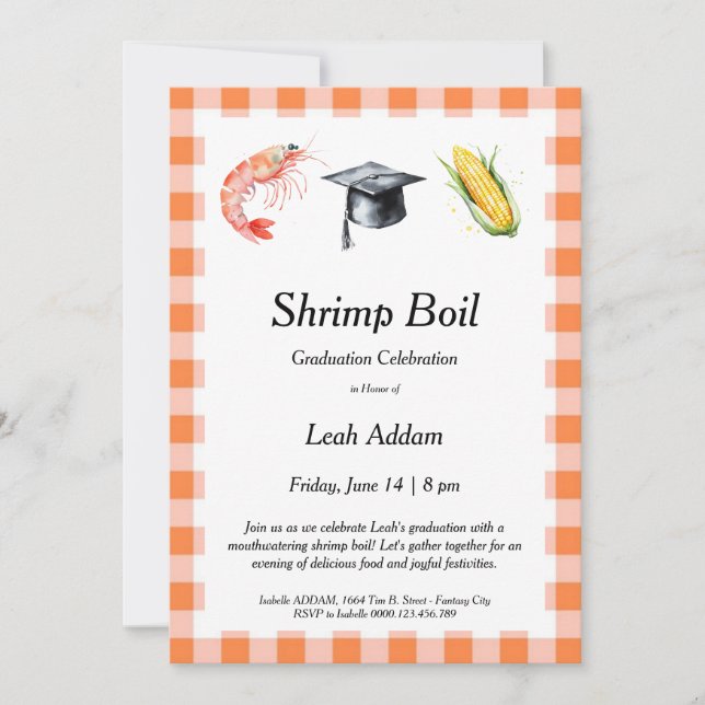 Invitación Graduation Party Shrimp Boil Invitation (Anverso)
