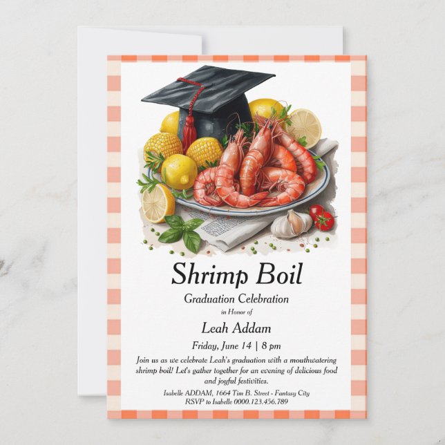 Invitación Graduation Party Shrimp Boil Invitation (Anverso)