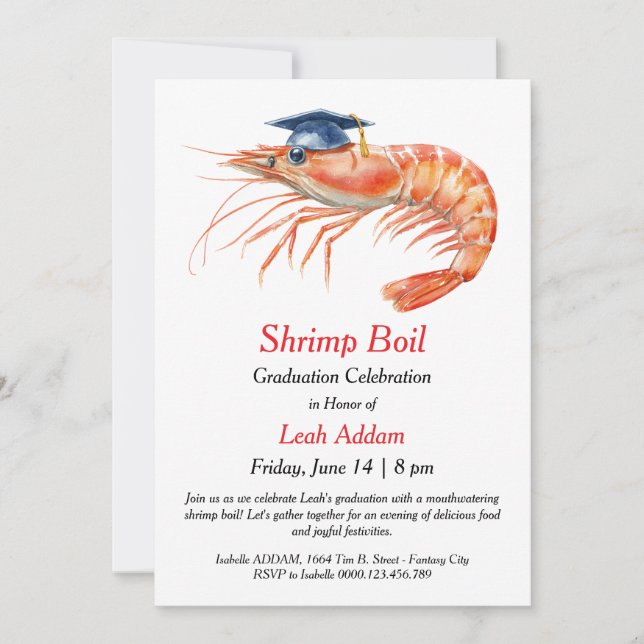 Invitación Graduation Party Shrimp Boil Invitation (Anverso)