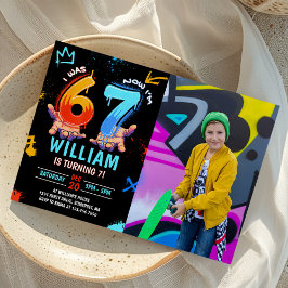Invitación Graffiti 6 7 Meme Tendencia Cumpleaños Seis Siete