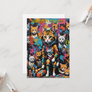 Invitación Graffiti Artist Street Cat 40 cumpleaños