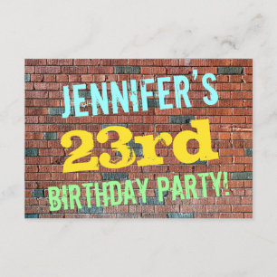 Invitación Graffiti en el muro de ladrillo inspirado en 23 añ