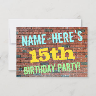 Invitación Graffiti en el muro de ladrillo inspirado en el de