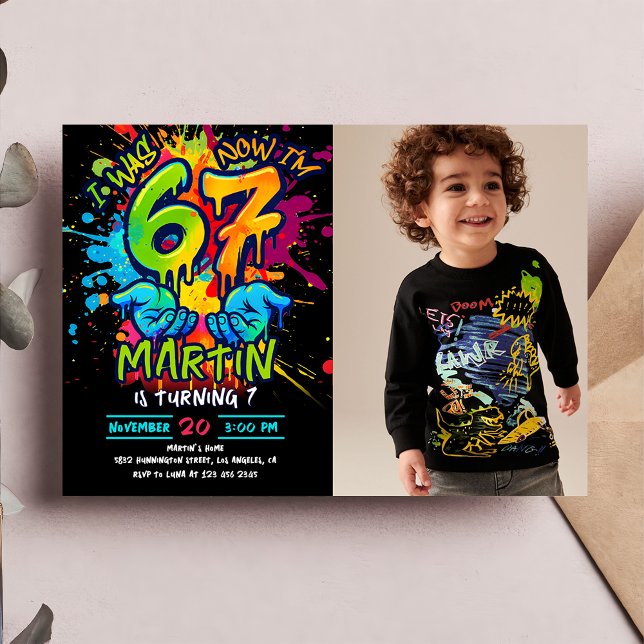 Invitación Graffiti Six Seven Kids Birthday Invitation (Subido por el creador)