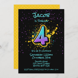 Invitación Graffiti Splatter Age Four Invitation