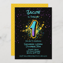 Graffiti Splatter Age One Invitation