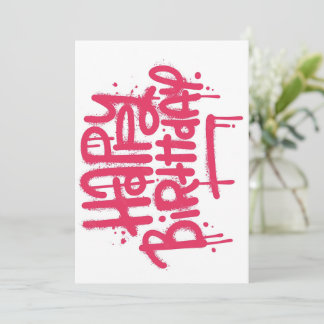Invitación Graffiti Spray Happy Birday Gifts Love Pink