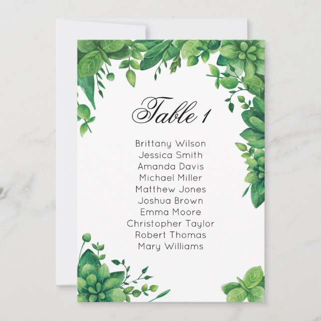 Invitación Gráfica de asientos de boda de verano. Plano de hu (Anverso)