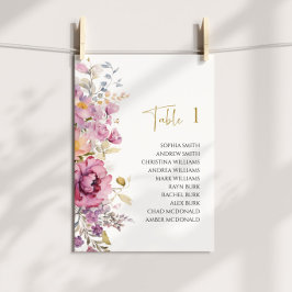 Invitación Gráfica de asientos de Boda Purple Wildflowers