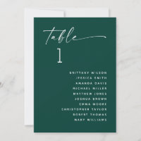 Gráfica de asientos de Bodas verdes Verde azulados