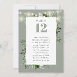 Invitación Gráfica de asientos de la tabla floral verde de sa