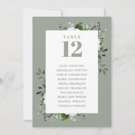 Invitación Gráfica de asientos de la tabla floral verde de sa