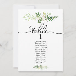 Invitación Gráfica de asientos de un solo boda verde, fuente 
