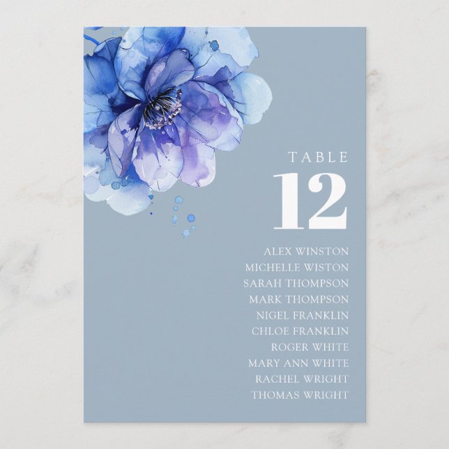 Invitación Gráfica de asientos del número de la tabla floral  (Anverso)