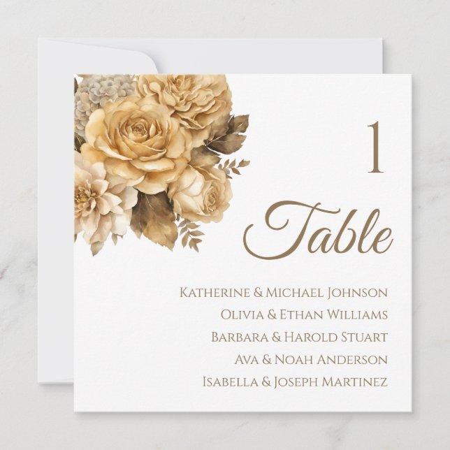 Invitación Gráfica de asientos para Bouquet de flores neutras (Anverso)