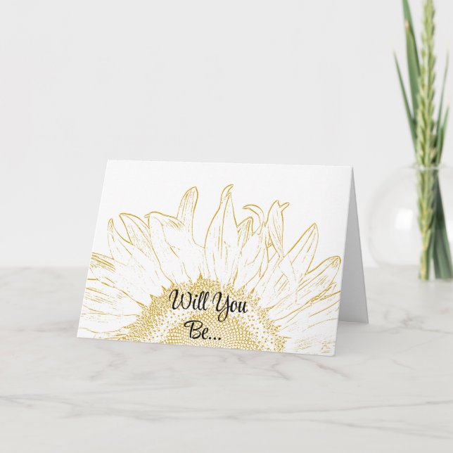 Invitación Gráfica De Girasol Amarillo Serás Mi Novia (Anverso)
