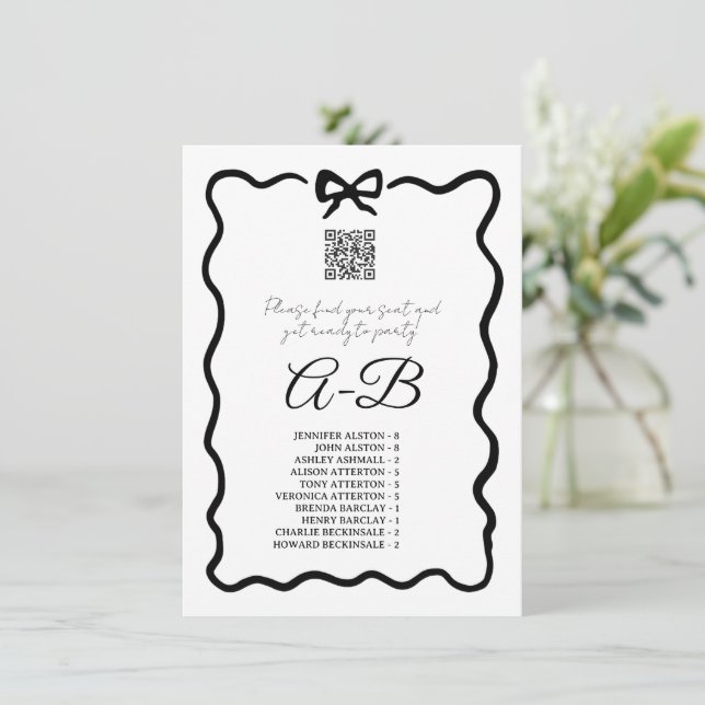 Invitación Gráfico de Asientos Alfabeticos en forma de Arco,  (Anverso de pie)
