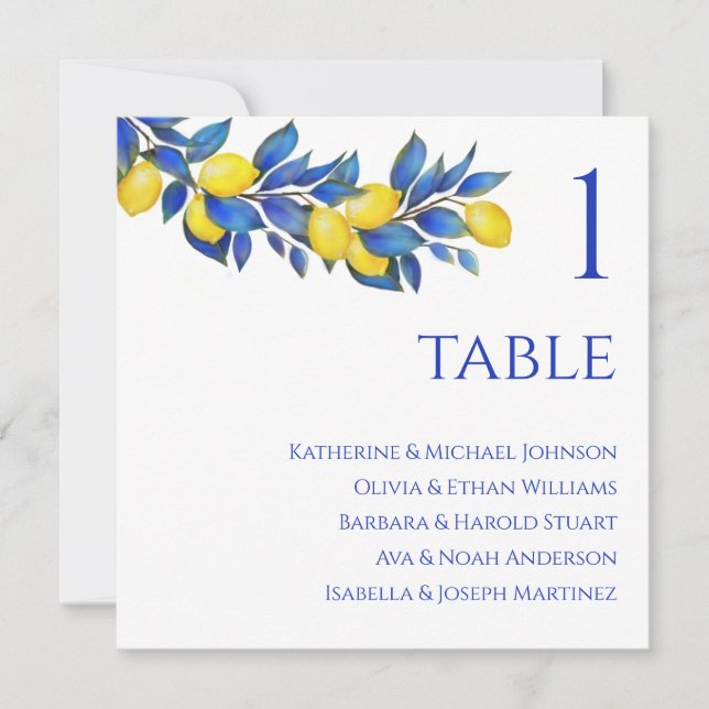 Invitación Gráfico de asientos boda - Mediterráneo (Anverso)