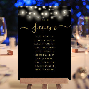 Invitación Gráfico de Asientos con Luces de Oro Negro Número 