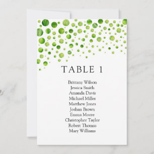 Invitación Gráfico de asientos con lunares verdes. Plan de me