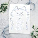 Invitación Gráfico de asientos con número de tabla de inclina<br><div class="desc">Elegante arco de cinta dibujado a mano con letras manuscritas modernas en azul polvoriento,  limpio y sencillo. Ideal para un boda romántico moderno,  boda singularmente divertido,  boda informal elegante. Vea todas las piezas coincidentes de la colección.</div>