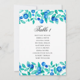 Invitación Gráfico de asientos de arándanos. Boda azul y ment