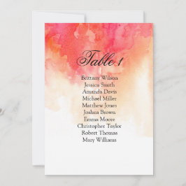 Invitación Gráfico de asientos de boda acuarela rojo. Plan de