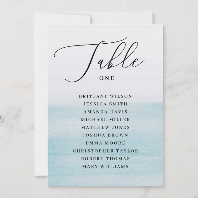 Invitación Gráfico de Asientos de Boda Azul Náutico. Oceánico (Anverso)
