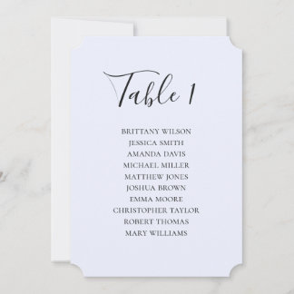 Invitación Gráfico de asientos de boda azul simple. Letra mod