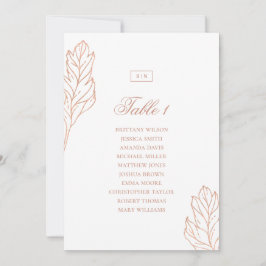 Invitación Gráfico de asientos de boda botánico elegante dora