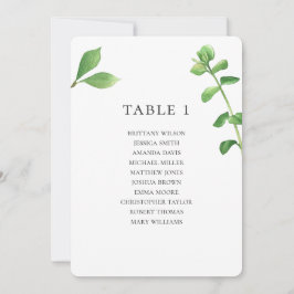 Invitación Gráfico de asientos de boda botánico. Hojas de ver