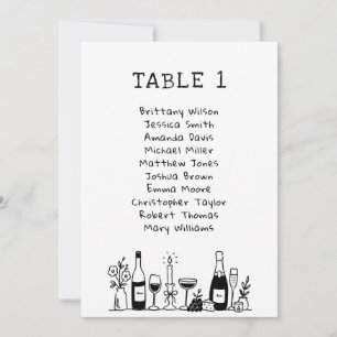 Invitación Gráfico de Asientos de Boda Caprichoso Dibujado a