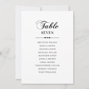 Invitación Gráfico de asientos de boda clásico en blanco y ne