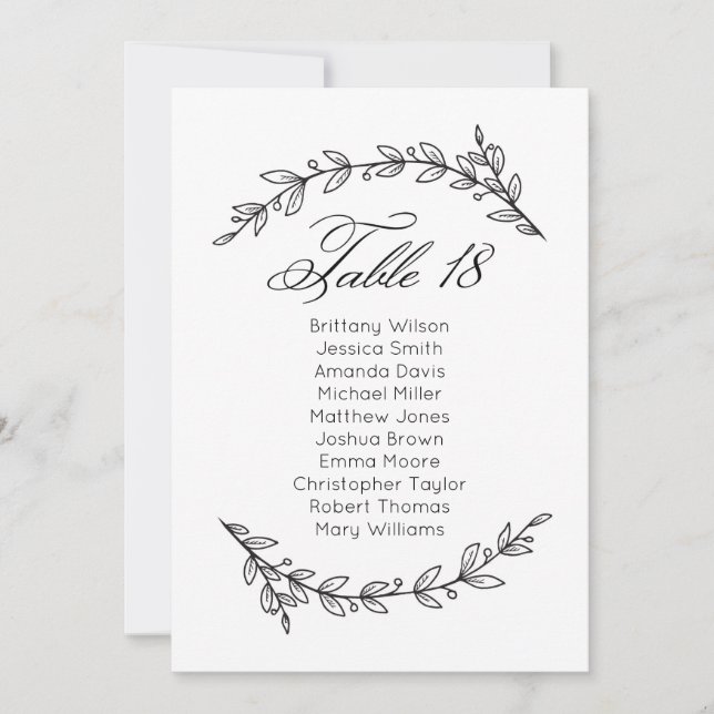 Invitación Gráfico de asientos de boda clásico. Plan de mesa  (Anverso)
